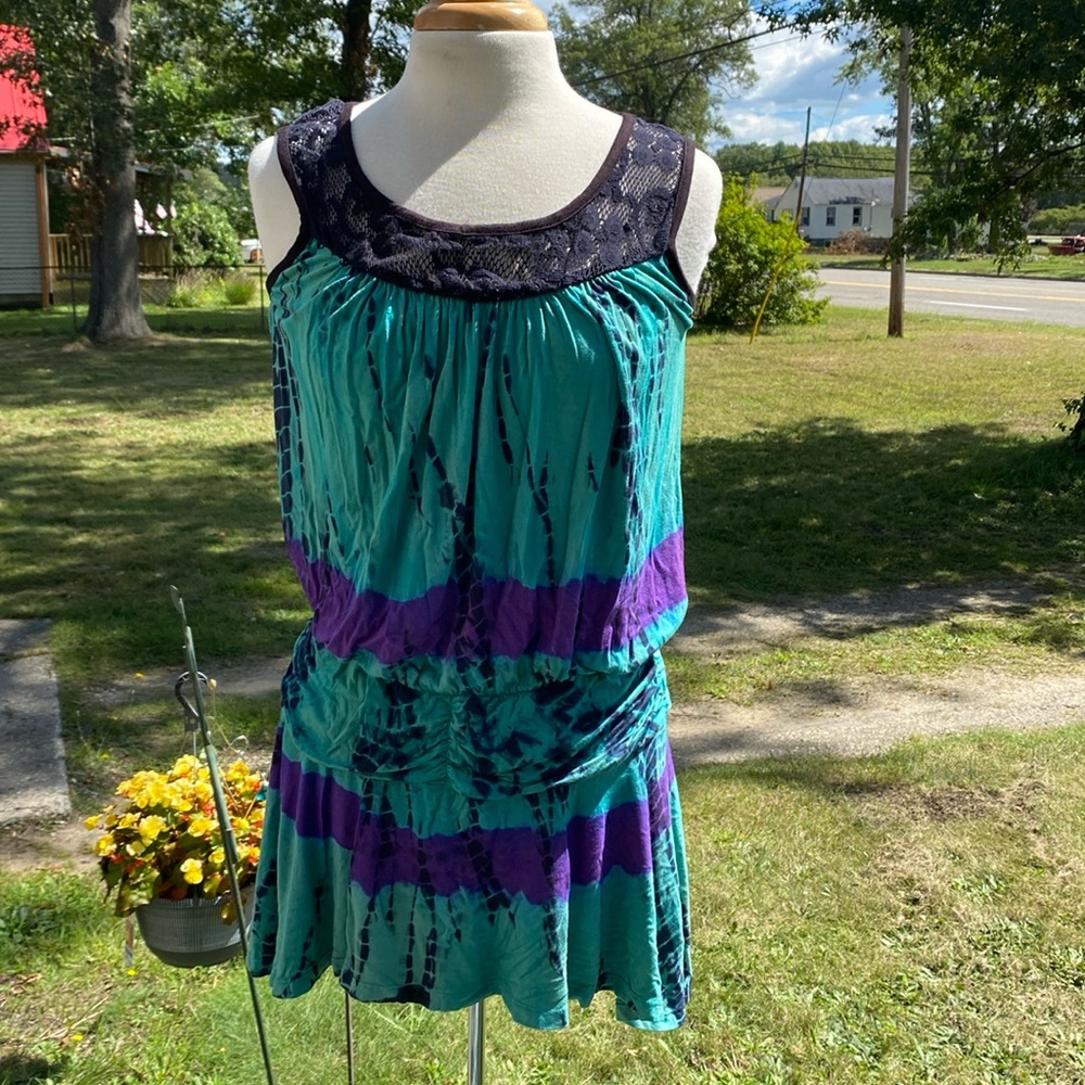 Cute ruched tunic (or possibly mini dress) with drop waist